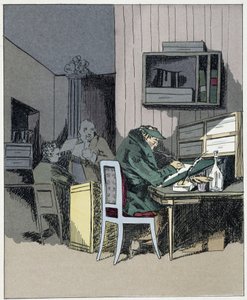 オフィス従業員 - アンリ・モニエの "Administrative mores "にて 作： Henri Bonaventure Monnier