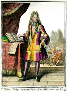 ジャン・バティスト・リュリ（ジョヴァンニ・バッティスタ・リュリ）（1632-1687）の足元の肖像 王の音楽監督 アンリ・ボナール（1642-1711）によるエングレーヴィング 作： Henri Bonnart