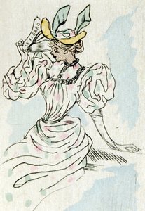 新聞を持つ女性 作： Henri Boutet