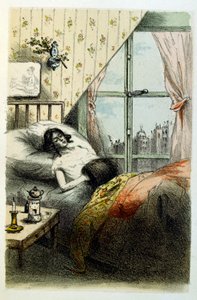 フランスの小説家・詩人であるルイ・アンリ・ミュルジェ（1822-1861）の「フランシーヌのマフ」（Le Manchon de Francine）のためのアンリ・ブーテによる挿絵。 作： Henri Boutet