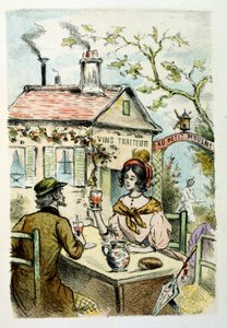 フランスの小説家・詩人であるルイ・アンリ・ミュルジェ（1822-1861）の「フランシーヌのマフ」（Le Manchon de Francine）のためのアンリ・ブーテによる挿絵。 作： Henri Boutet