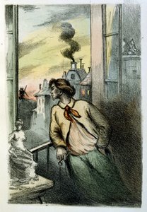 フランスの小説家・詩人であるルイ・アンリ・ミュルジェ（1822-1861）の「フランシーヌのマフ」（Le Manchon de Francine）のためのアンリ・ブーテによる挿絵。 作： Henri Boutet