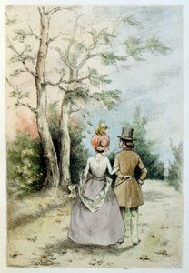 フランスの小説家・詩人であるルイ・アンリ・ミュルジェ（1822-1861）の「フランシーヌのマフ」（Le Manchon de Francine）のためのアンリ・ブーテによる挿絵。 作： Henri Boutet
