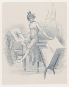 ヌードモデルが版画を見る 作： Henri Boutet
