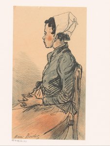 椅子の上の若い女性の側面図 作： Henri Boutet