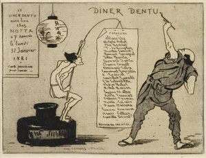 インク壺の日本人、1881年（エッチング、ドライポイント）