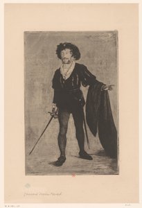 ハムレット役のジャン＝バティスト・フォーレの肖像 作： Henri Charles Guérard