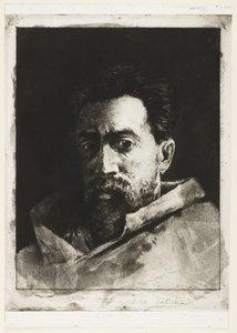 セルフポートレート、1888年頃（エッチングとドライポイント） 作： Henri Charles Guérard