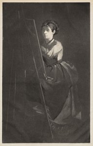 イーゼルで若い女性