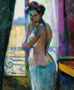 ブルソー通りの窓の前で 作： Henri Charles Manguin