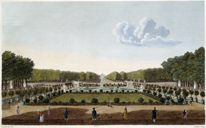 パレのテラスから見たリュクサンブール公園（Le Jardin du Luxembourgクルボアジェのエングレーヴィング 作： Henri Courvoisier Voisin