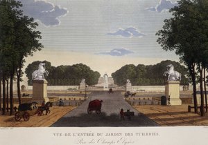 チュイルリー庭園の入り口 シャンゼリゼ通りの眺め 1820年頃 - クルヴォワジエの「Vues de Paris」より 作： Henri Courvoisier Voisin