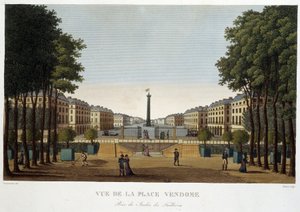 ヴァンドーム広場、庭園の眺め - パリ by Courvoisier 作： Henri Courvoisier Voisin