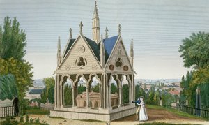 ペールラシェーズ墓地のヘロワーズとアベラールの墓、1815-20年（色の彫刻） 作： Henri Courvoisier Voisin