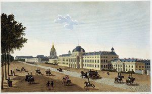 シャン・ド・マルス側の陸軍士官学校の眺め（1820年頃） - クルヴォワジエの「Vues de Paris」より