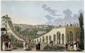 ベルヴィルの山の眺め（1820年頃） - クルボアジェの「Vues de Paris」にて 作： Henri Courvoisier Voisin