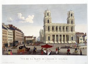 サン・スルピス教会広場の眺め - クルボアジェの「パリの景色」にて 作： Henri Courvoisier Voisin