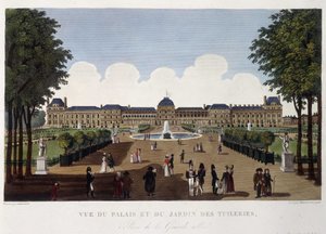チュイルリー宮殿と庭園の眺め - クルボアジェの「Vues de Paris」にて