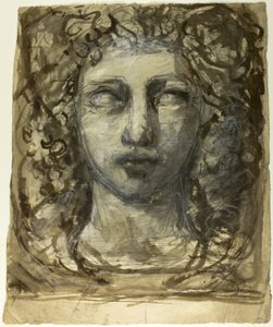 女性の頭（直腸）の研究; 古典的な男性の頭 (裏面) 作： Henri Cros