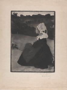 Bretonne assise (着席したブルトンの女性) c.1893 (軟質地のエッチングとアクアチント) 作： Henri Delavallee