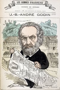 ジャン・バティスト・アンドレ・ゴダン（1817-1888）、実業家、一族の創始者。Demareによるドローイング 「The men of today」より。 作： Henri Demare