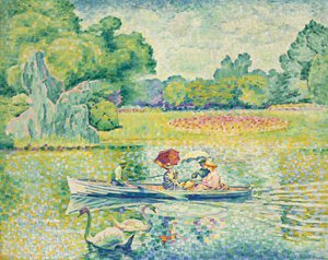 ブローニュの森でのボート。ブローニュの森での船旅、1899年〜1900年頃 作： Henri Edmond Cross