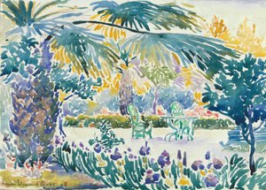 セントクレアの画家の庭、1908年（グラファイトの上にトイレ） 作： Henri Edmond Cross