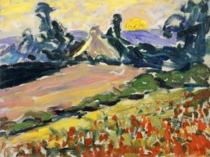 夕暮れの風景。夕暮れ時の風景、 作： Henri Edmond Cross