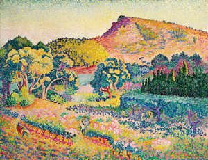 ルキャップネグレのある風景。ネグレ岬のある風景、1906 作： Henri Edmond Cross