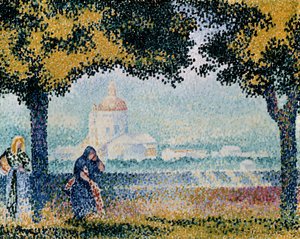 1909年、アッシジ近くのサンタマリアデッリアンジェリ教会。 作： Henri Edmond Cross