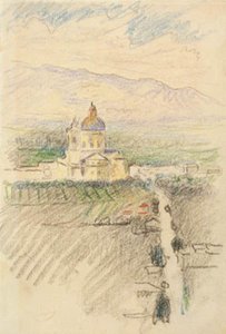 アッシジ近くのサンタ マリア デッリ アンジェリの眺め 作： Henri Edmond Cross
