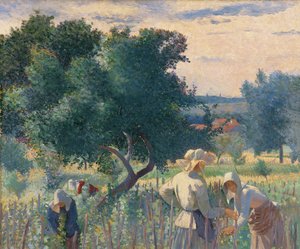 ツルを結ぶ女性 作： Henri Edmond Cross