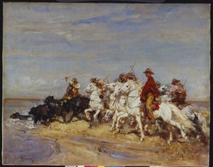 牛の切り上げ（キャンバスに油彩） 作： Henri Emilien Rousseau