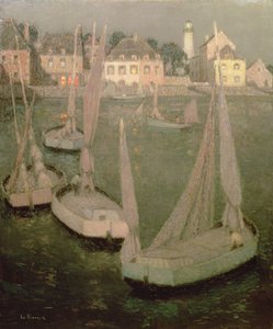 月光によるブルターニュ港 作： Henri Eugene Augustin Le Sidaner