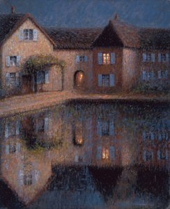 水辺の家（キャンバスに油彩） 作： Henri Eugene Augustin Le Sidaner