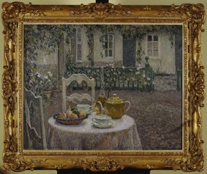 ピンクのテーブルクロス 作： Henri Eugene Augustin Le Sidaner