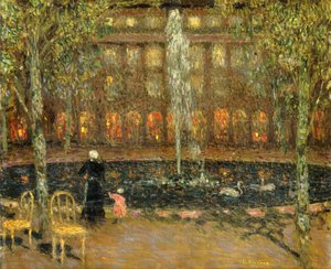 パレロワイヤルの池;王宮の盆地 作： Henri Eugene Augustin Le Sidaner