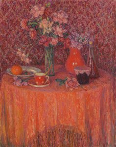 テーブル、赤のハーモニー;ルテーブル、ハーモニールージュ 作： Henri Eugene Augustin Le Sidaner