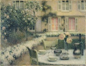 ゲルベロアの白い庭のテーブル 作： Henri Eugene Augustin Le Sidaner