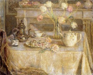 白いテーブルクロス;白いテーブルクロス 作： Henri Eugene Augustin Le Sidaner