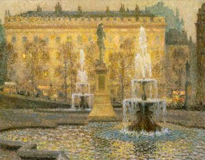 トラファルガー広場、ロンドン 作： Henri Eugene Augustin Le Sidaner