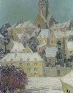 冬の夜、町の眺め 作： Henri Eugene Augustin Le Sidaner