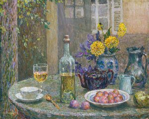 黄色のダリア;黄色いダリア 作： Henri Eugene Augustin Le Sidaner
