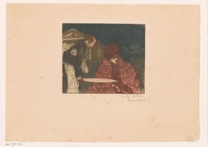 ウェイターとテラスにいる女性 作： Henri Evenepoel (signed by artist)