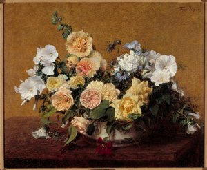 花束 アンリ・ファンタン・ラトゥールの絵画（ファンタン・ラトゥール 作： Ignace Henri Jean Fantin Latour