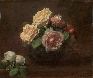 ボウルのバラ 作： Ignace Henri Jean Fantin Latour
