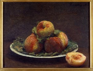 ペッシュの皿 アンリ・ファンタン・ラトゥール（Fantin-Latour）の絵画 作： Ignace Henri Jean Fantin Latour