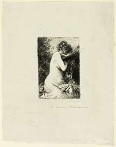 泣いている女性: 正しい横顔で座っている女性の研究 作： Ignace Henri Jean Fantin Latour