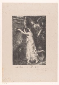 天使と名声の擬人化がヨハネス・ブラームスの墓に名誉の花輪をもたらす Á Johannes Brahms (オブジェクトのタイトル) 作： Ignace Henri Jean Fantin Latour