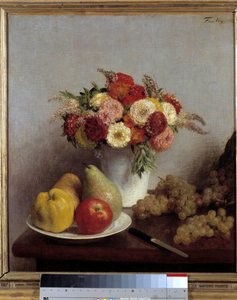 アンリ・ファンタン・ラトゥールの花と果物の絵（ファンタン・ラトゥール 作： Ignace Henri Jean Fantin Latour